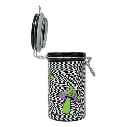 Trippy Mushroom Checkerboard Storage Jar - Airtight Glass Container - We The People 