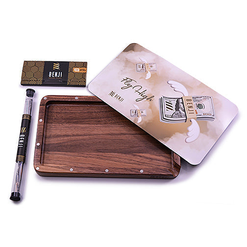 Benji Walnut Rolling Tray Kit with Magnetic Lid | Fly High Design
