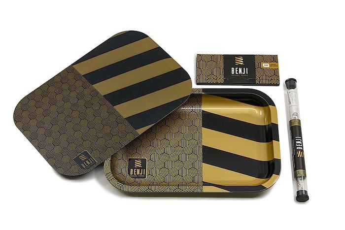 Benji Original Rolling Tray Kit | 9" x 6" with Magnetic Lid, Papers & Cones