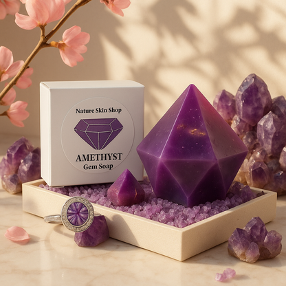 Mystic Amethyst Birthstone Gem Soap with Hidden Silver Ring-1