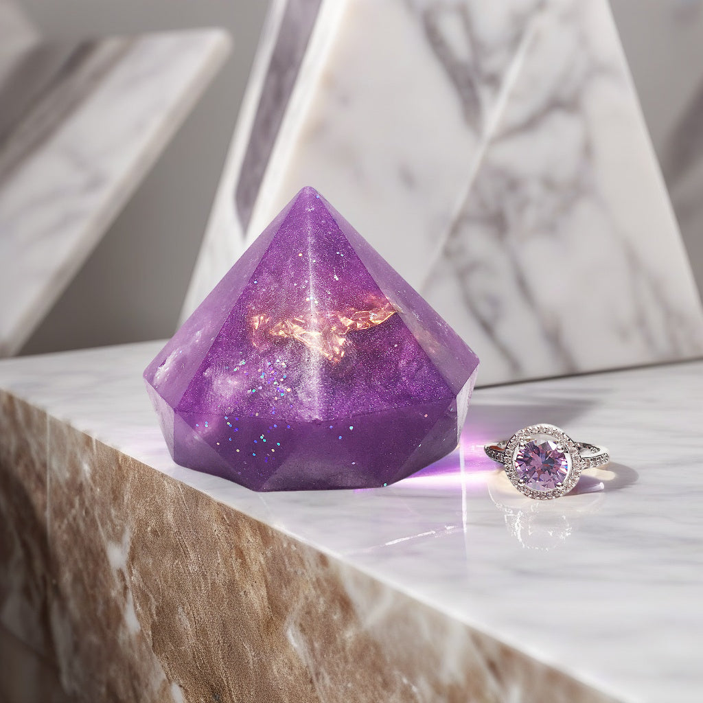 Mystic Amethyst Birthstone Gem Soap with Hidden Silver Ring-2