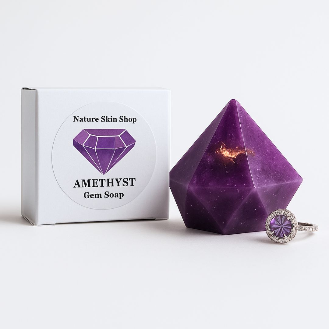 Mystic Amethyst Birthstone Gem Soap with Hidden Silver Ring-0