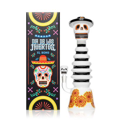 HEMPER Dia De Los Muertos XL Bong | 13.2" Sugar Skull Glass Water Pipe