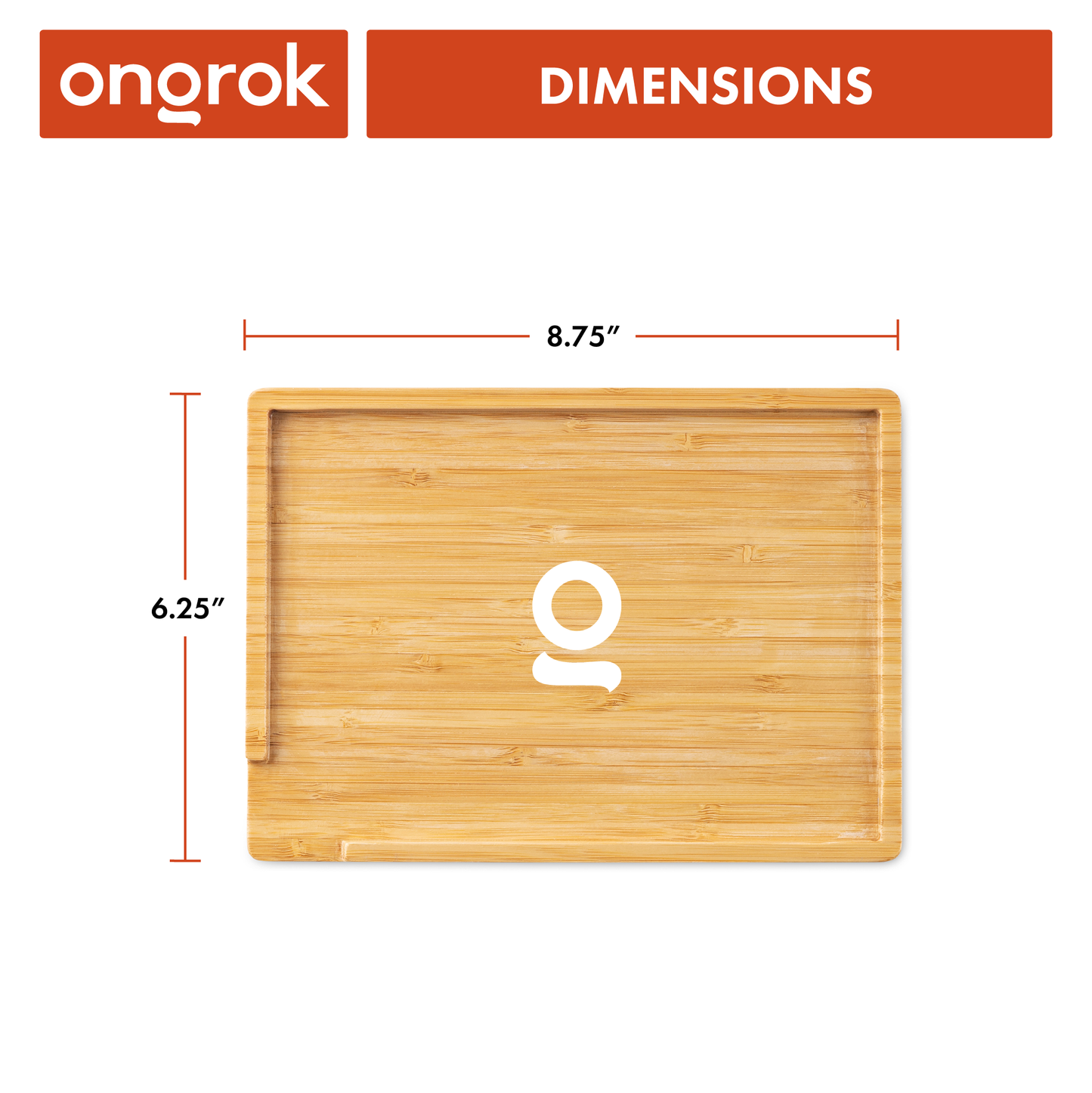 Ongrok Sustainable Small Bamboo Rolling Tray | Natural Wood
