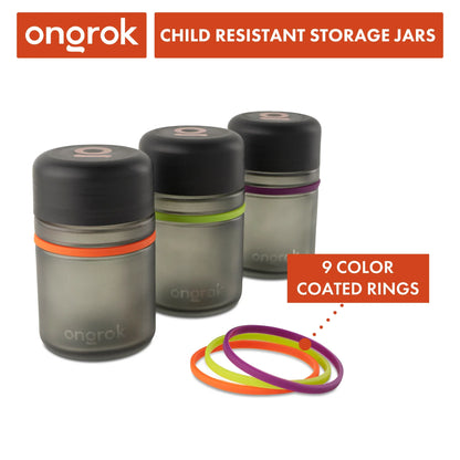 Ongrok Child Resistant Glass Storage Jar 3 Pack - 180ml Each - We The People 