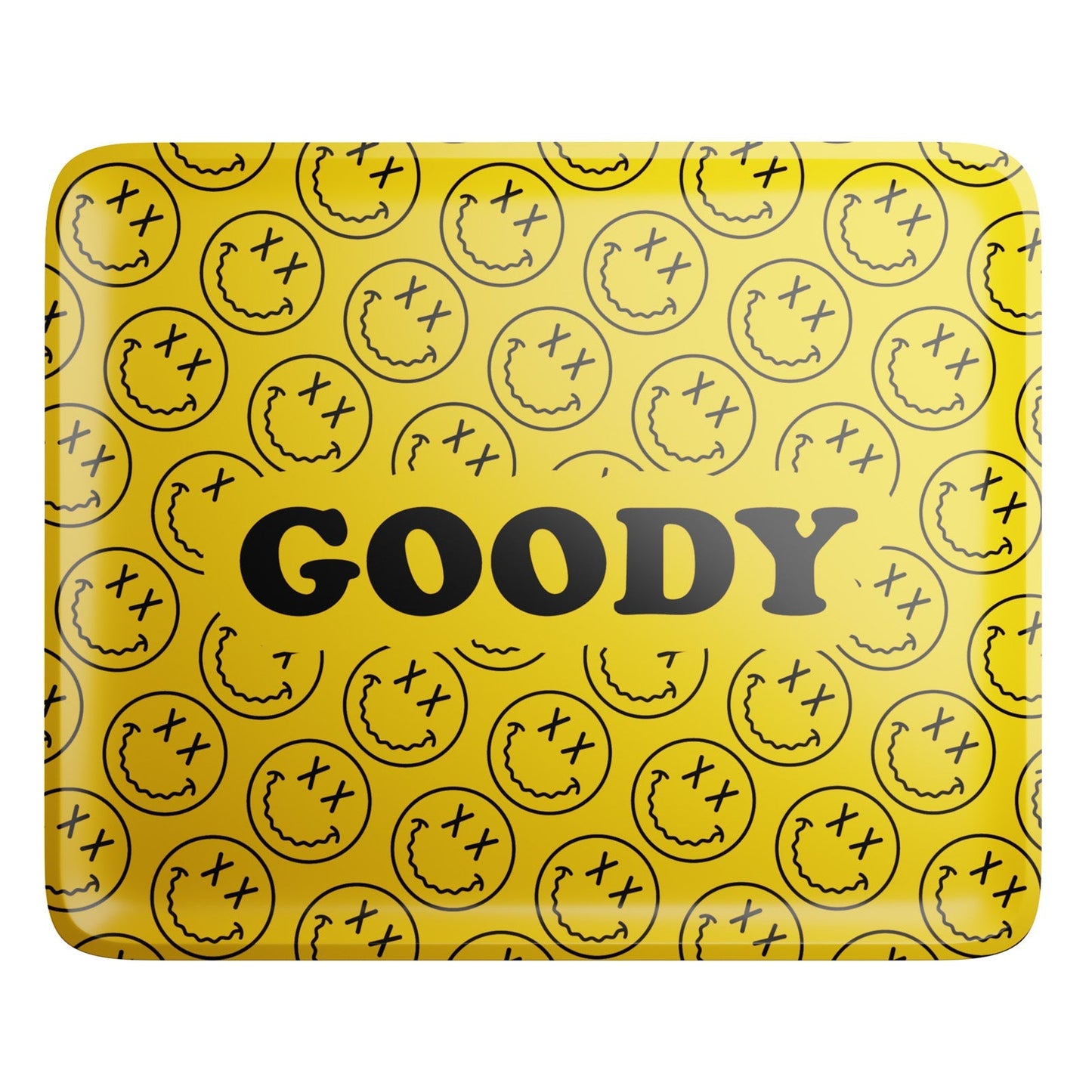 Goody Glass Yellow Pattern Face Rolling Tray | Durable Tin Tray