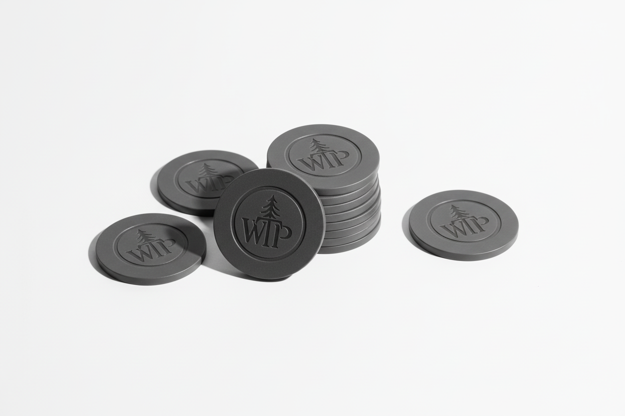 Charcoal chips stacked and scattered