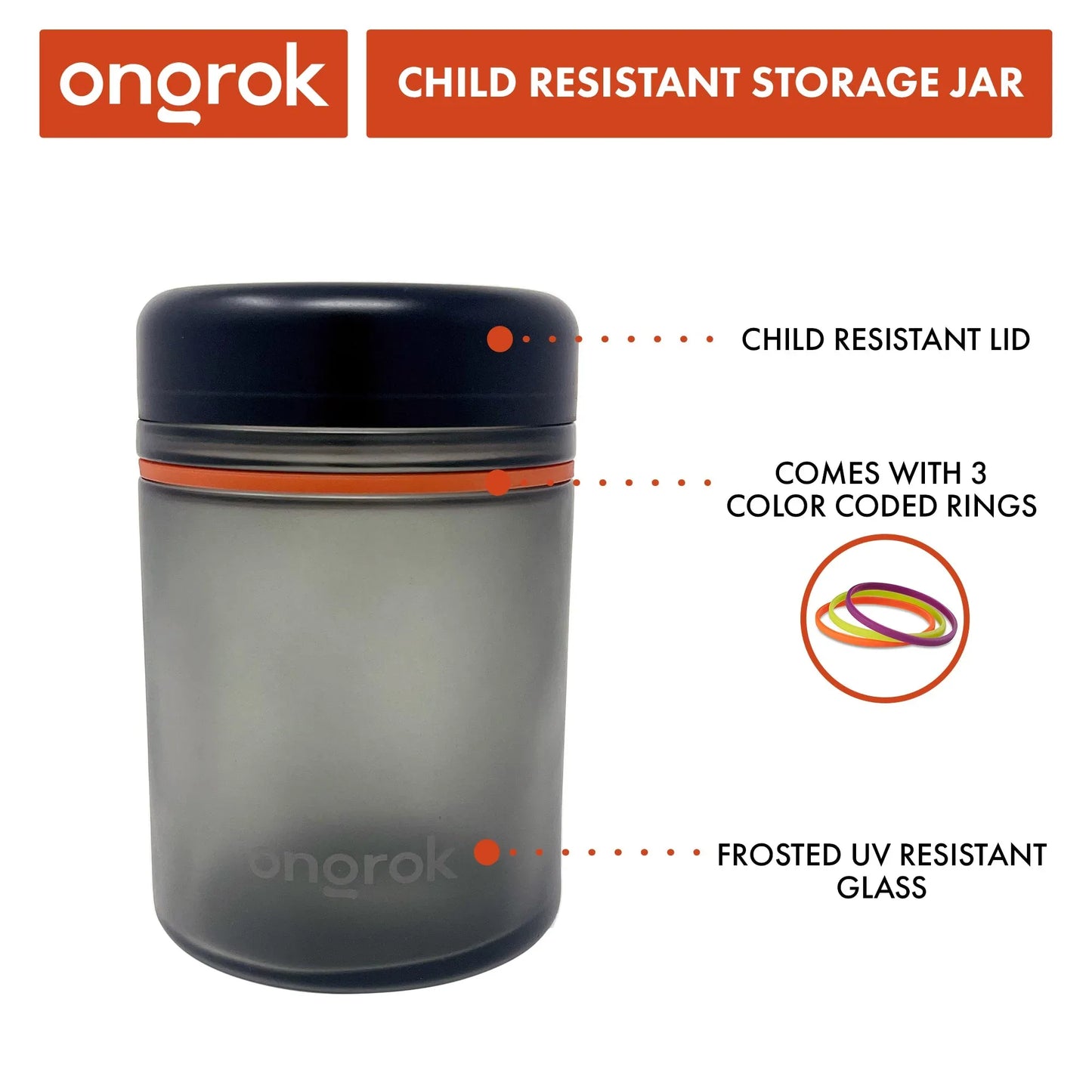 Ongrok 1000ml Child Resistant Storage Jar - Airtight Glass Container - We The People 