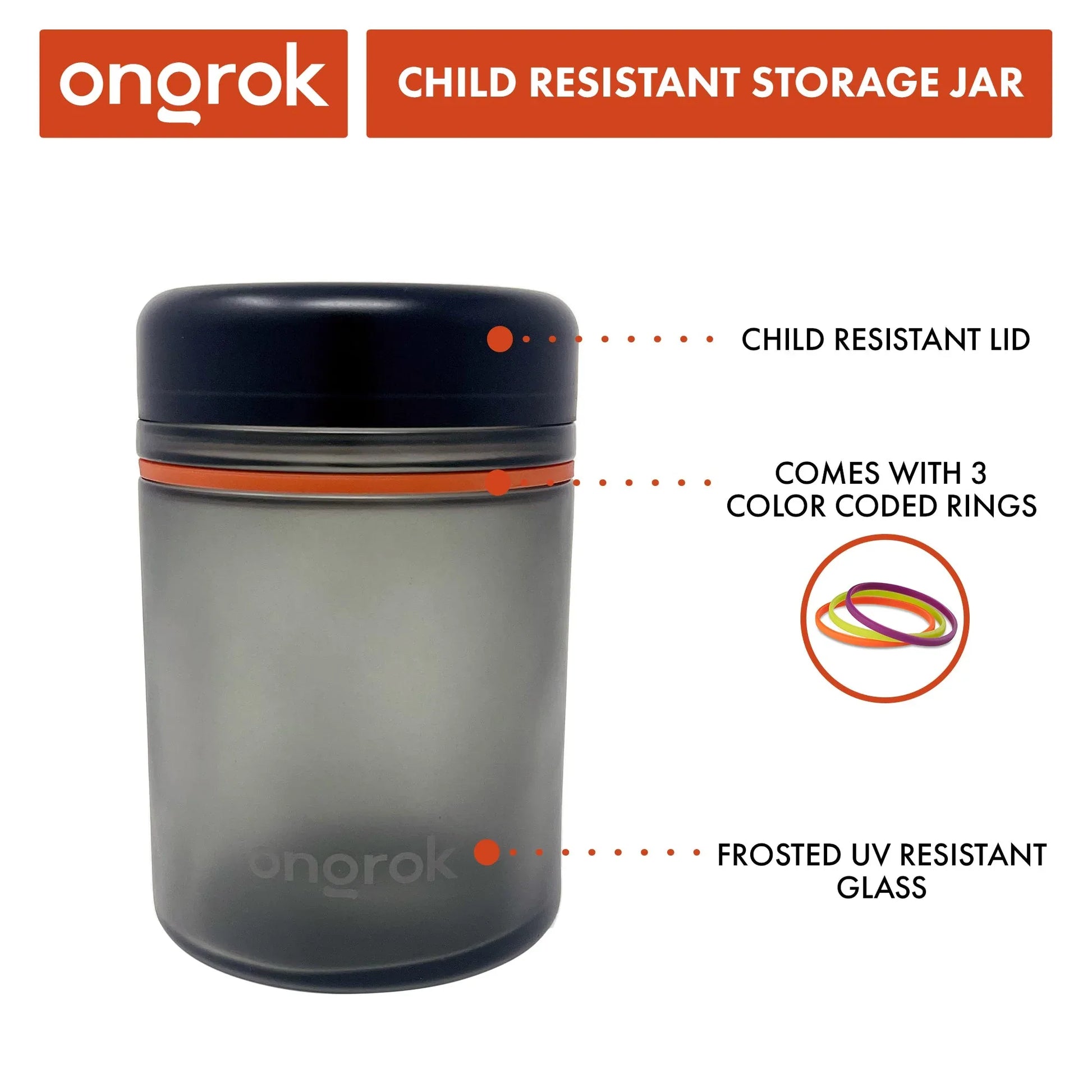 Ongrok 1000ml Child Resistant Storage Jar - Airtight Glass Container - We The People 