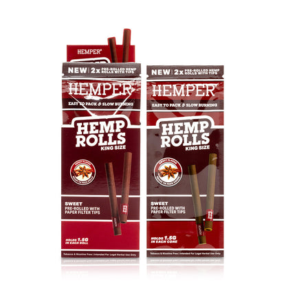 Pre-Rolled King Size Paper Tip Hemp Rolls | 2PK Display