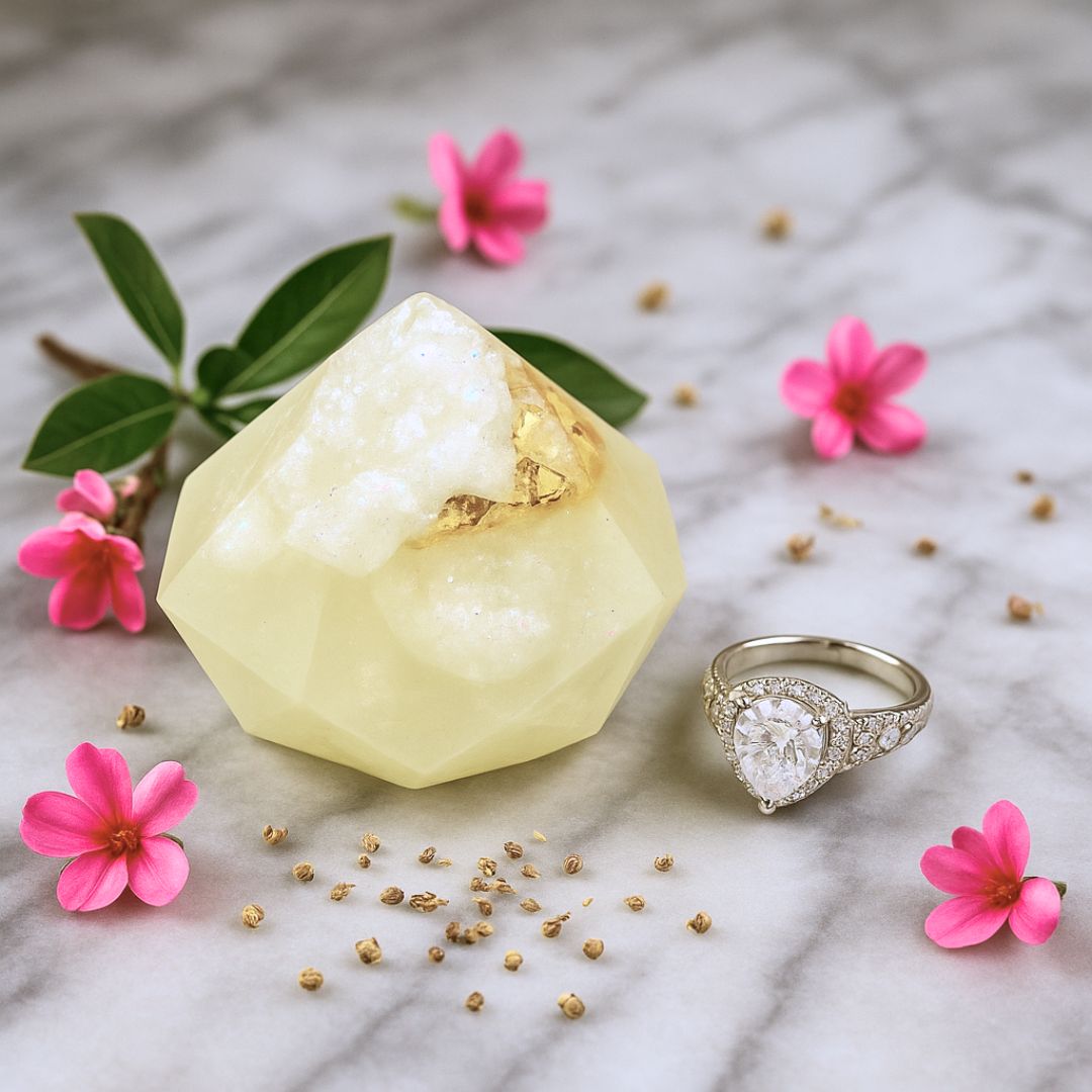 Diamond Birthstone Gem Soap with Hidden Silver Ring-1