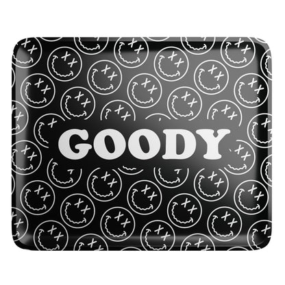 Goody Glass Black Pattern Face Rolling Tray | Durable Tin Tray