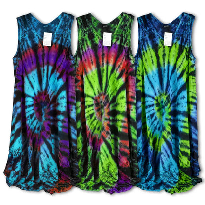 Spiral Tie Dye Dress - 41" Viscose | Colorful Bohemian Style - We The People 
