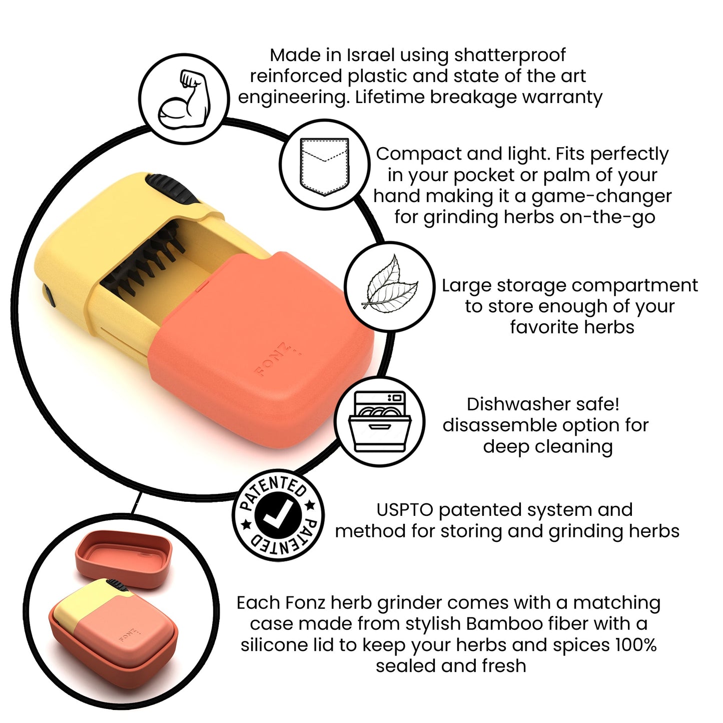 FONZ Sunrise Grinder & Storage Combo | Premium Herb Accessory