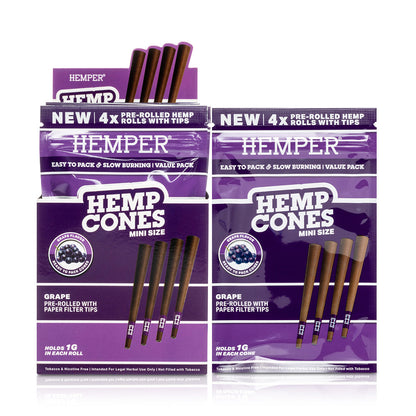 Pre-Rolled Mini Size Paper Tip Hemp Cones | 4PK Display