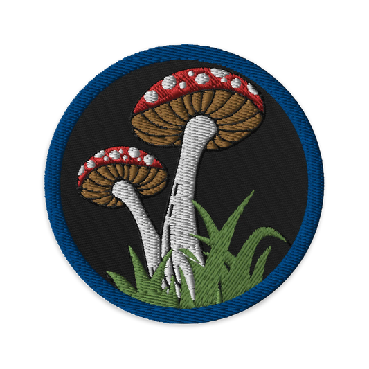 Mushroom Stamp Patch | Nature Art Embroidered Patch | 3" Round - We The People 
