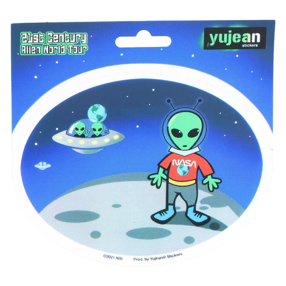 21st Century Alien World Tour On The Moon Oval Sticker - 4.75"x3.6" - We The People 
