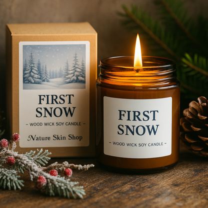 First Snow Wood Wick Soy Candle-3