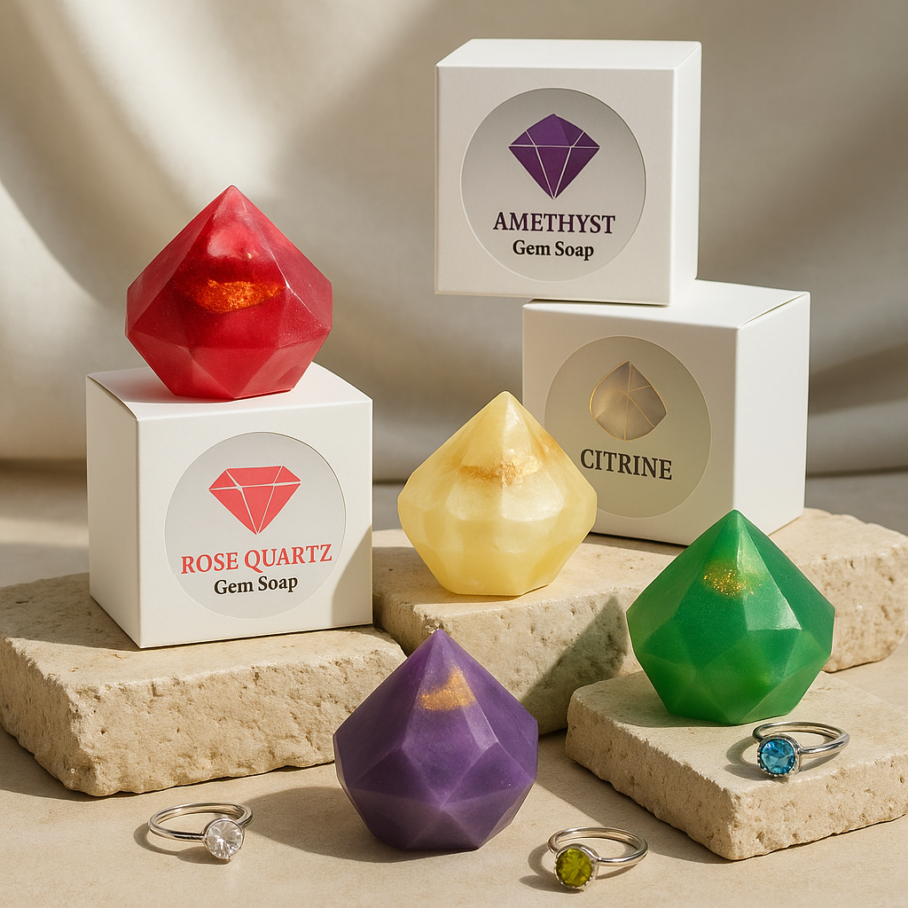 Diamond Birthstone Gem Soap with Hidden Silver Ring-3