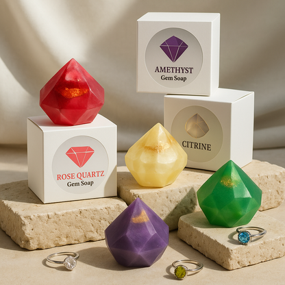 Diamond Birthstone Gem Soap with Hidden Silver Ring-3