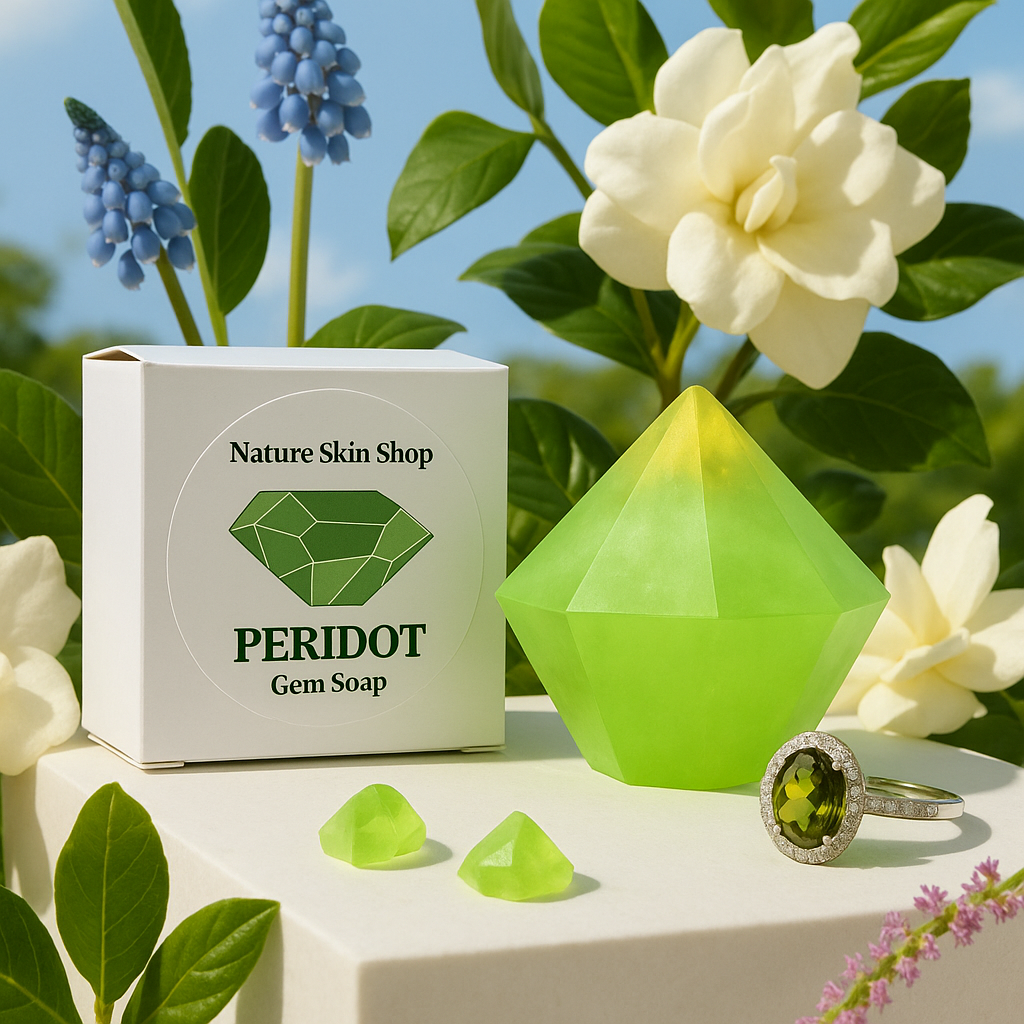 Peridot Birthstone Gem Soap with Hidden Silver Ring-4
