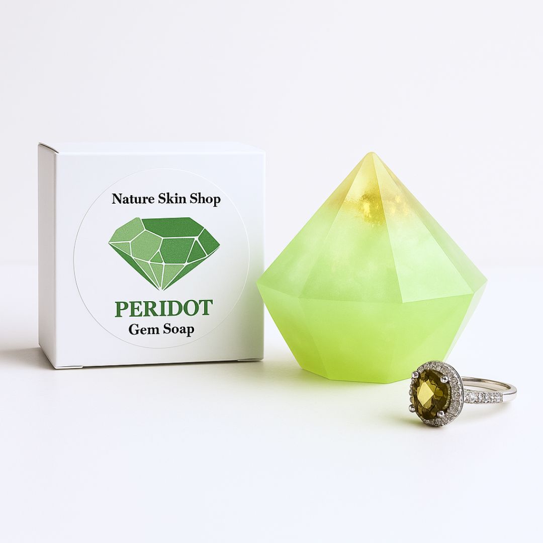 Peridot Birthstone Gem Soap with Hidden Silver Ring-0