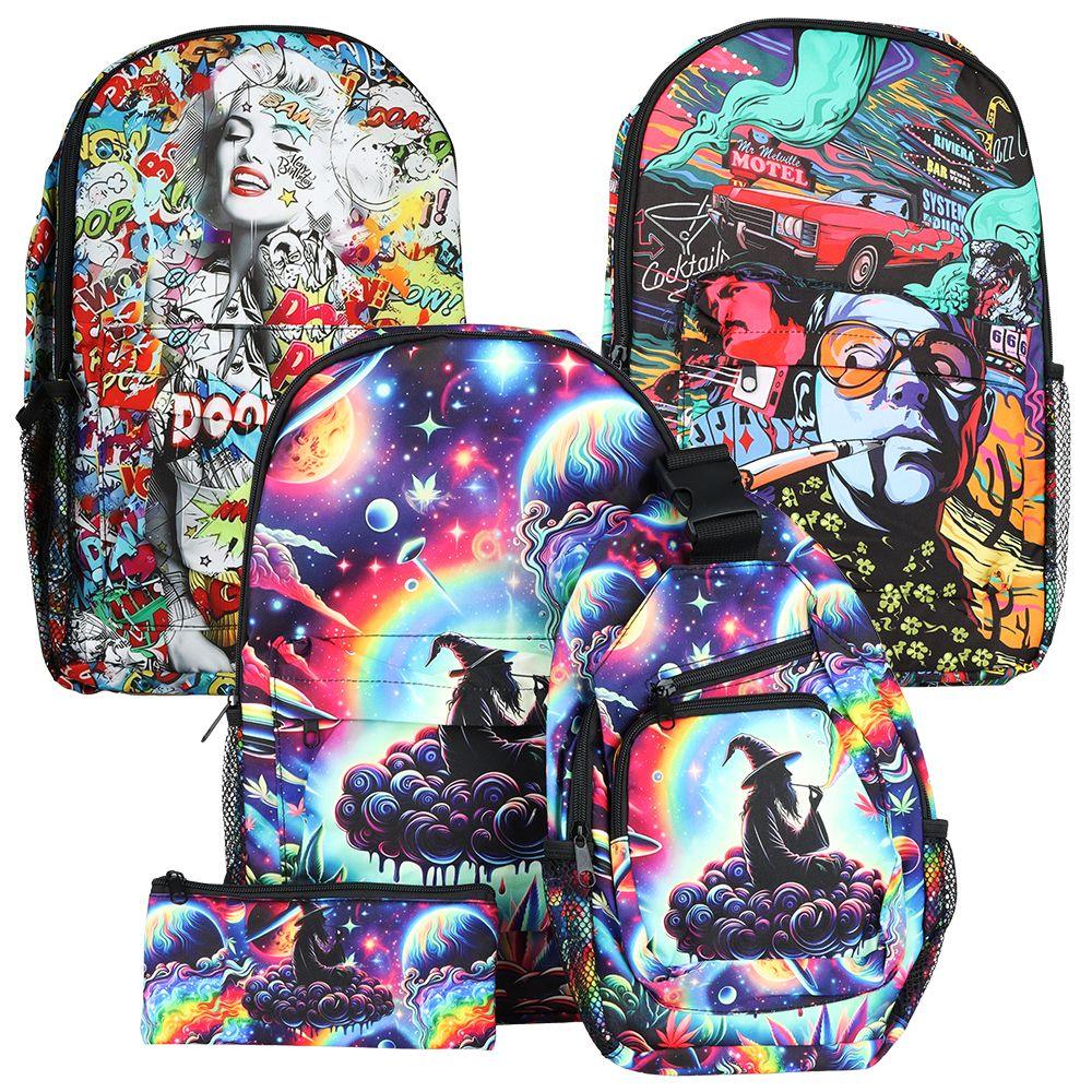 Colorful Designs Backpack & Zipper Pouch 3-Piece Set | 11x17 Travel Kit - We The People 