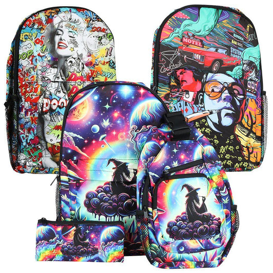 Colorful Designs Backpack & Zipper Pouch 3-Piece Set | 11x17 Travel Kit - We The People 