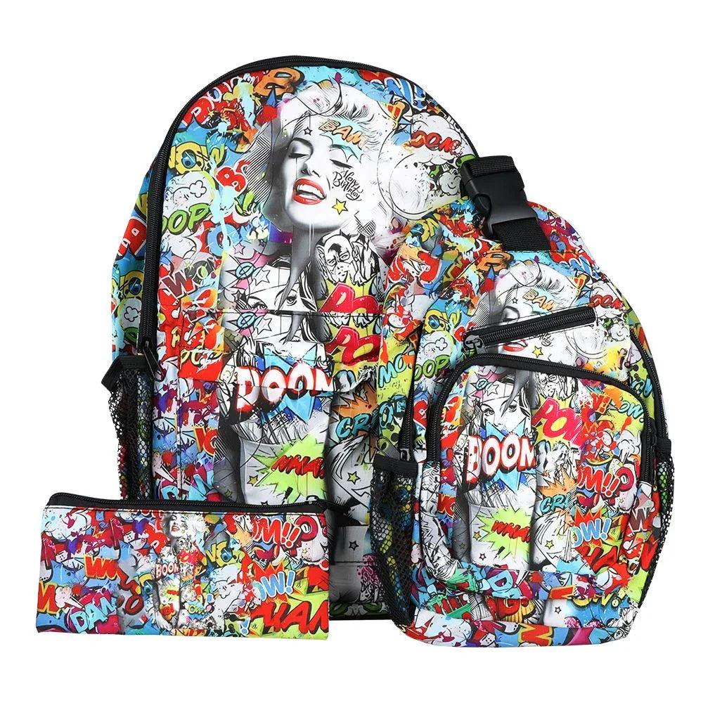 Colorful Designs Backpack & Zipper Pouch 3-Piece Set | 11x17 Travel Kit - We The People 