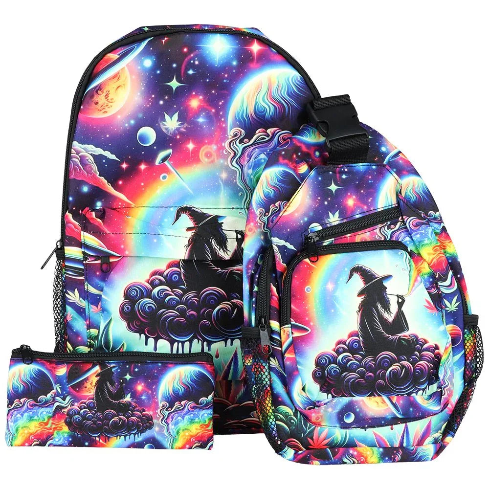 Colorful Designs Backpack & Zipper Pouch 3-Piece Set | 11x17 Travel Kit - We The People 