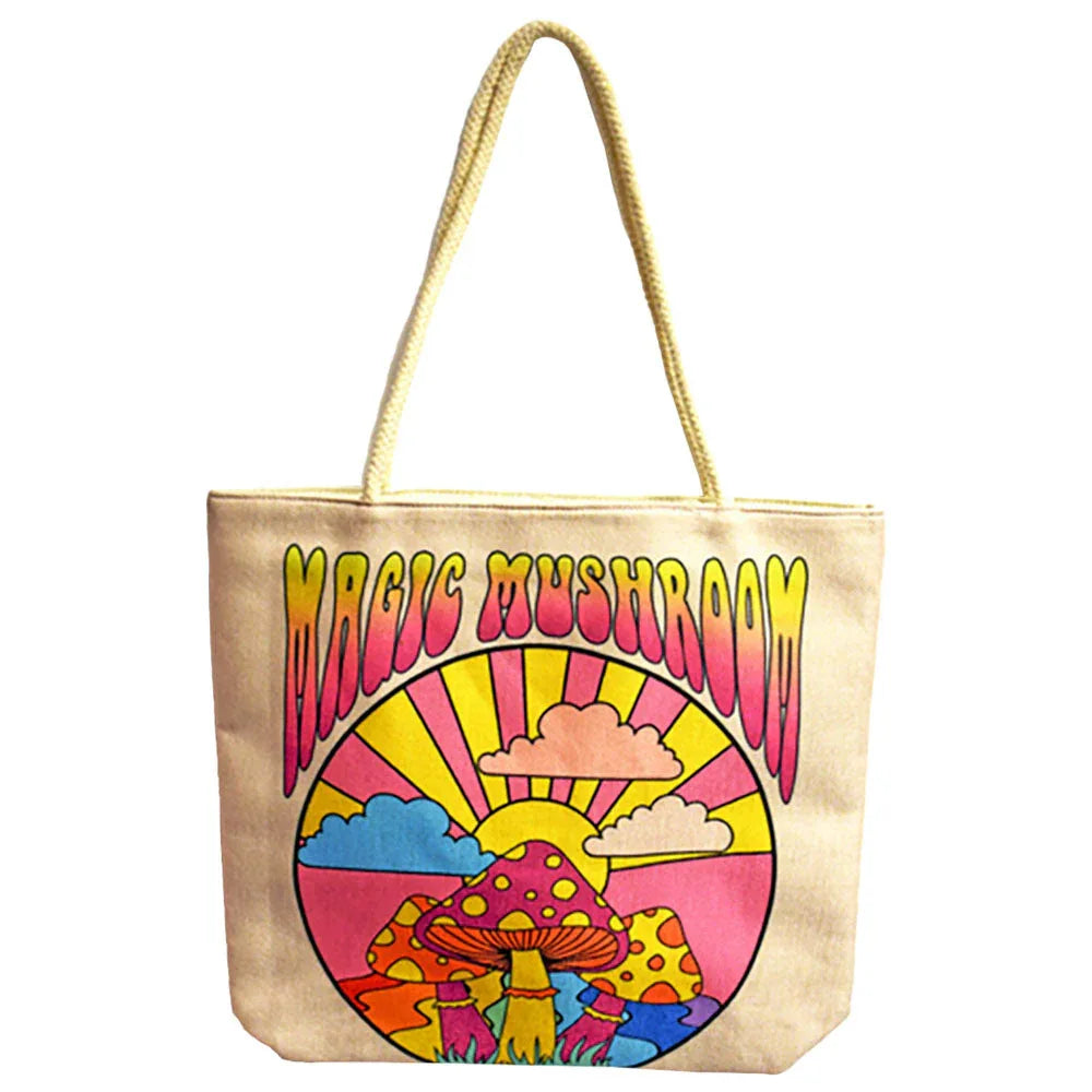 Magic Mushroom Tote Bag - Jute Rope-Handled 17"x15" - We The People 