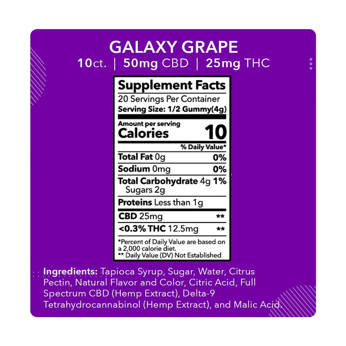 Galaxy Grape Gummies - 50mg CBD / 25mg THC (10 count) - We The People 