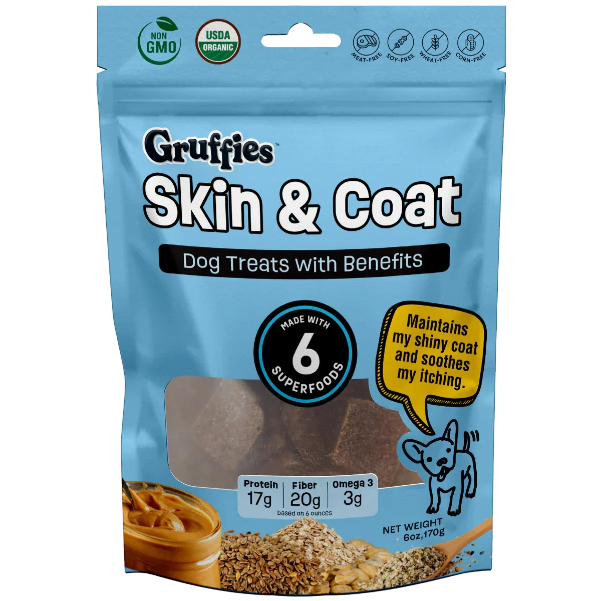 Gruffies Skin & Coat Dog Treats 6oz Healthy Fur - We The People 