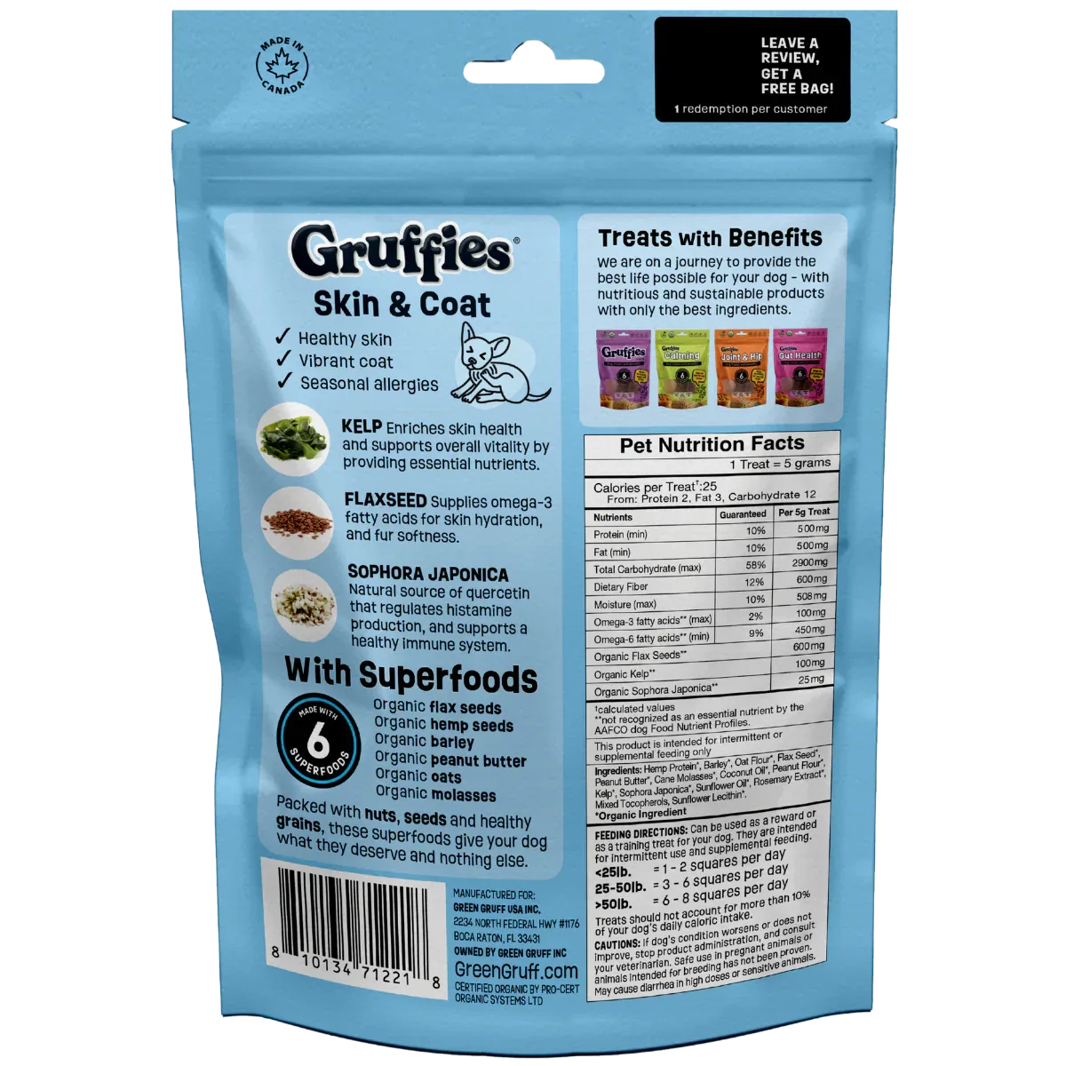Gruffies Skin & Coat Dog Treats 6oz Healthy Fur - We The People 