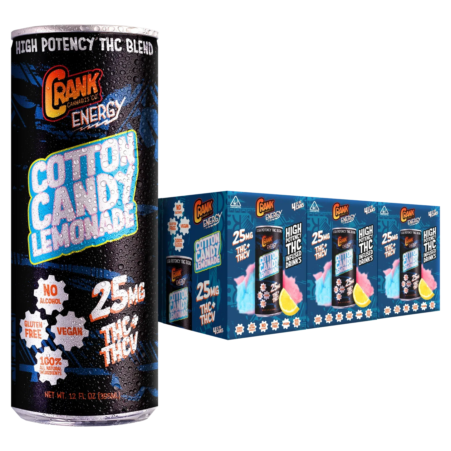 CRANK Cotton Candy Lemonade Delta 9 THC Energy Beverage - We The People 